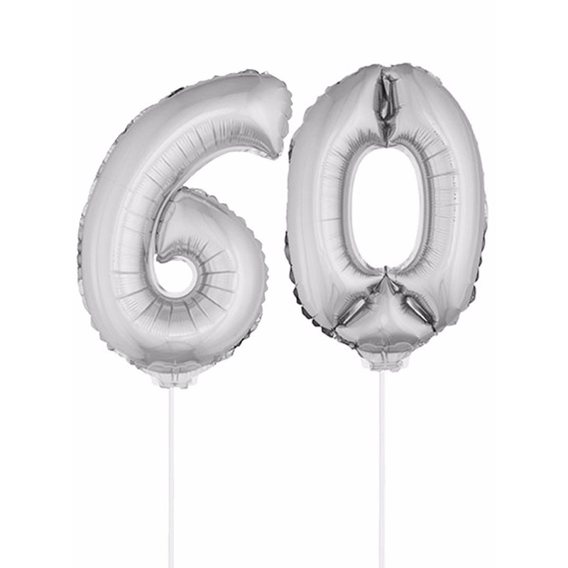 Zilveren 60 jaar opblaasbaar ballon 41 cm