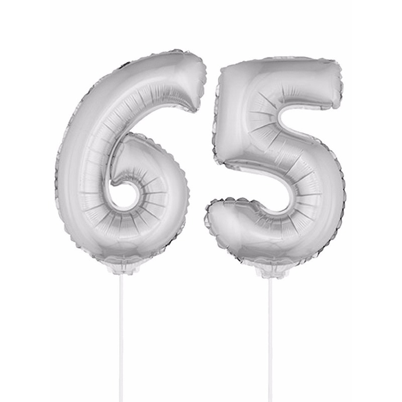 Zilveren 65 jaar opblaasbaar ballon 41 cm