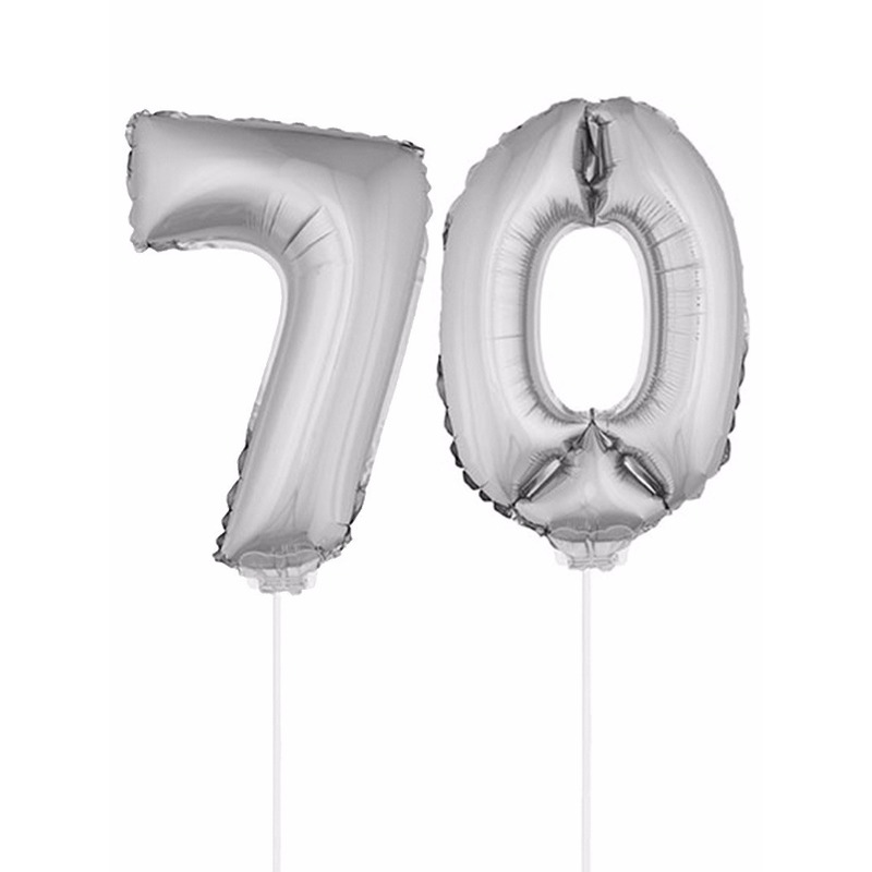 Zilveren 70 jaar opblaasbaar ballon 41 cm