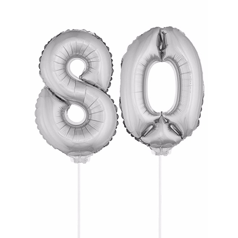 Zilveren 80 jaar opblaasbaar ballon 41 cm