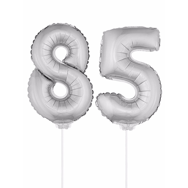 Zilveren 85 jaar opblaasbaar ballon 41 cm