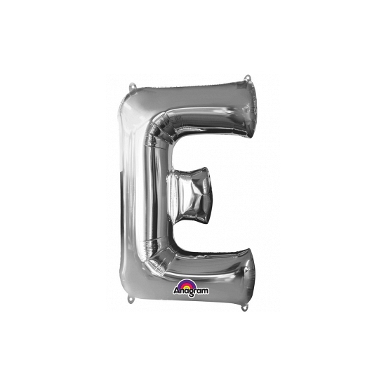 Zilveren folie ballon letter E