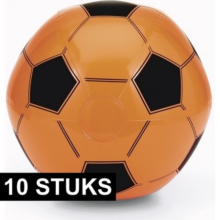 10x Inflatable orange soccer beach ball 30 cm