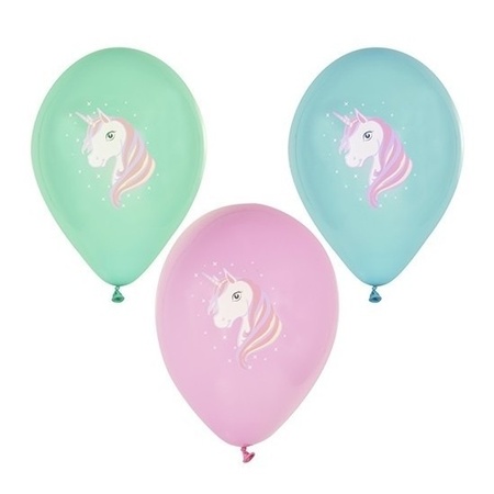 Unicorn thema feest ballonnen 12 stuks