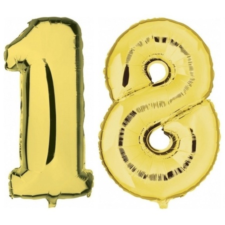 18 years golden foil balloons 88 cm age/number