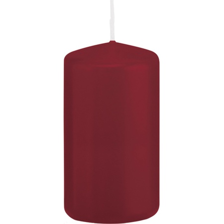 1x Burgundy red cylinder candle 6 x 12 cm 40 hours
