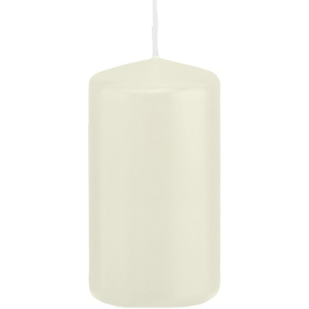 1x Ivory white cylinder candle 6 x 12 cm 40 hours