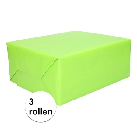 3x Wrapping paper bright green 200 cm