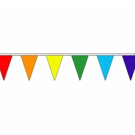 3x Versiering regenboog vlaggenlijn 5 meter