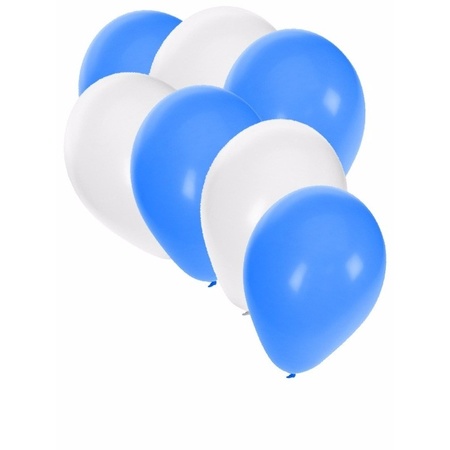 Feestartikelen 30x ballonnen wit/blauw