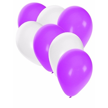 Feestartikelen Ballonnen wit/paars