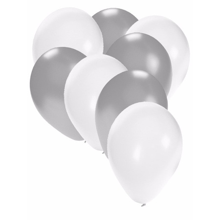 Feestartikelen Ballonnen wit/zilver