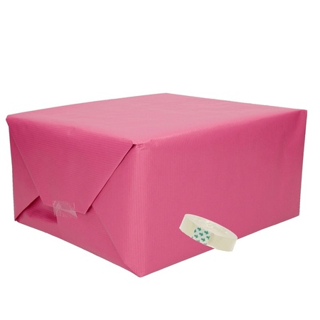 3x Pink kraft wrapping paper with tape pakket 11