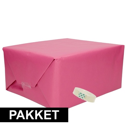 3x Pink kraft wrapping paper with tape pakket 11