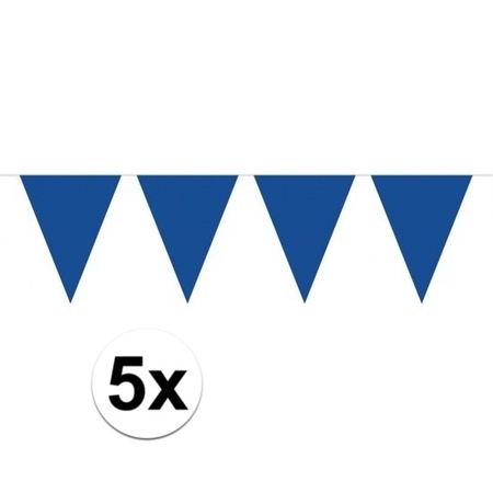 5 stuks Vlaggenlijnen/slingers XXL blauw 10 meter