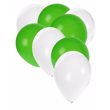 50x balloons white and green