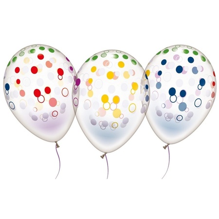 5x Transparent balloons with dots 28 cm