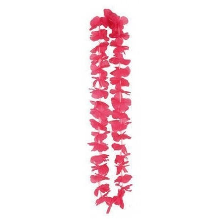 6x Hawaii feest krans met roze bloemen 110 cm