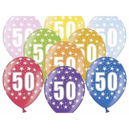 6x stuks Ballonnen 50 jaar thema print met sterretjes