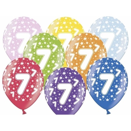 7 jaar feestartikelen pakket slingers/cijfer ballonnen/folie letters