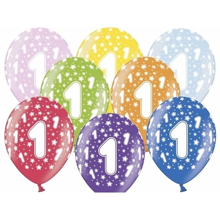 Partydeco 1e jaar verjaardag feestversiering set - Ballonnen en slingers