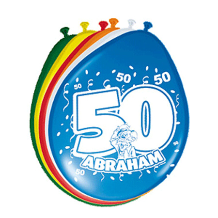 8x stuks Feestartikelen Ballonnen 50 jaar Abraham