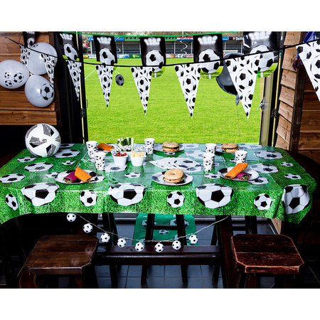 Soccer decoration party pack - table cloth 120 x 180 cm - bunting 6 m - 12x balloons