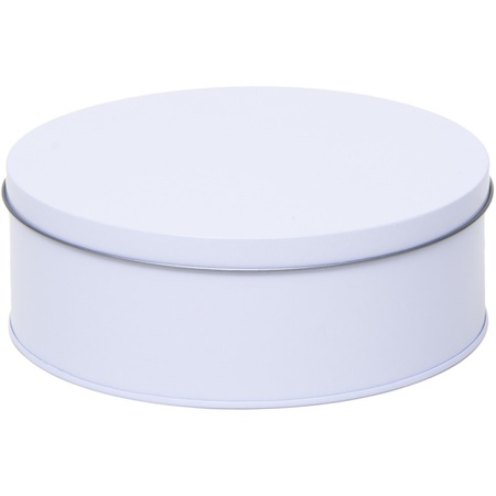 Gift white round storage tin 35 years 18 cm