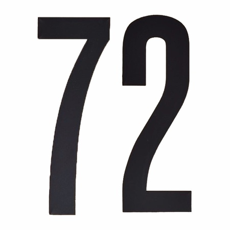 Naamsticker cijfer 72 zwart