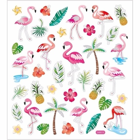 Hobby flamingo stickers gekleurd 111 stuks