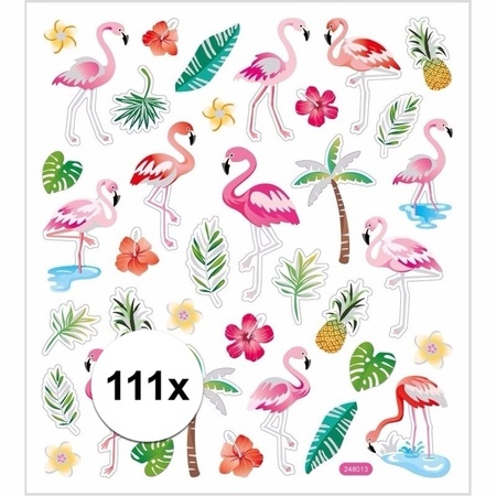 Hobby flamingo stickers gekleurd 111 stuks
