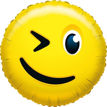 Ronde smiley ballon knipoog 35 cm