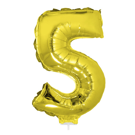 Inflatable gold foil balloon number 25 on stick
