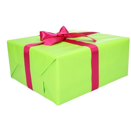 Cadeautjes inpak pakket groen papier met roze lint