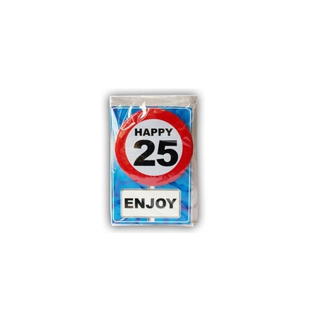 25 jaar verjaardagskaart met button