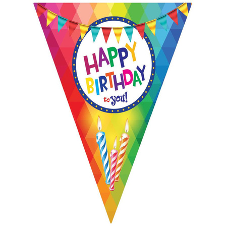 Happy Birthday theme colored bunting flags 5 meters