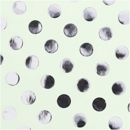 9x Rolls foil wrapping paper silver/golden dots pack - black/mint green 200 x 70 cm