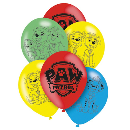 Paw Patrol theme party balloons - 6x - colored - 28 cm - for children