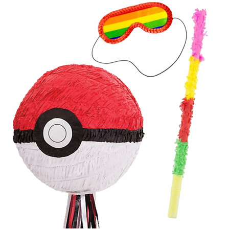 Pokemon ball pinata 50 cm set with stick and mask