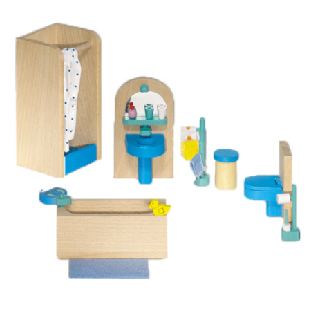 Poppenhuis meubelen moderne badkamer van hout