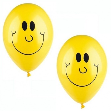 Smiley thema ballonnen geel 20 stuks