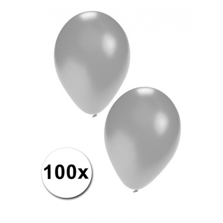 Feestartikelen zilveren ballonnen 100 stuks