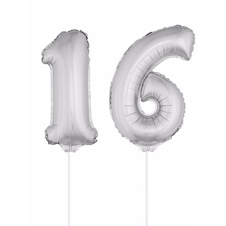 Zilveren 16 jaar opblaasbaar ballon 41 cm