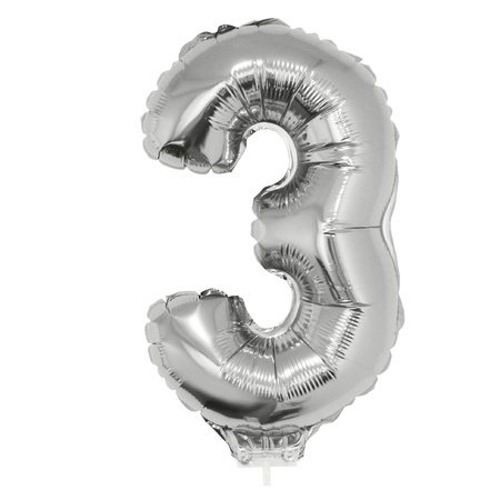 Inflatable silver foil balloon number 30 on stick